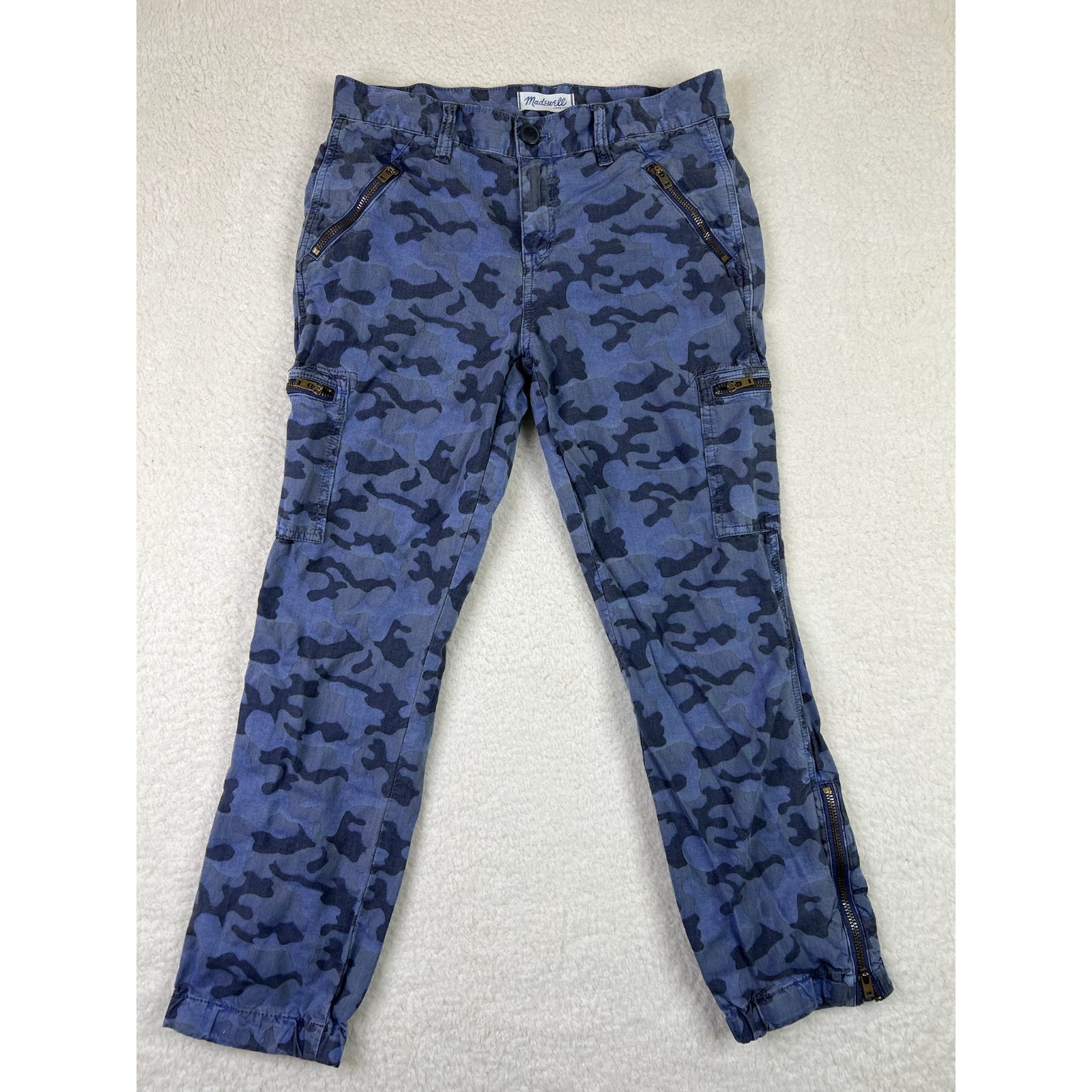 Madewell Camo Cargo Pants Women's Size 27 Blue Straight Leg Casual